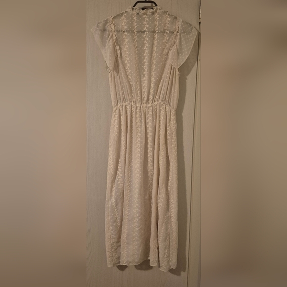 Zara Cream Midi Dress with Ruffle Details - Picture 3 of 11